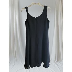 KS Little Black Dress Size 6P Sleeveless Lined Knee Back Zipper Ruffle Goth Y2k